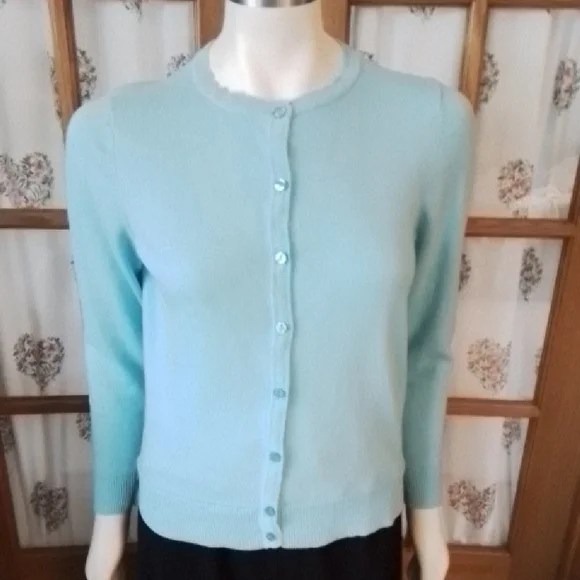 Two Cardigans, Cotton, Green, Aqua, Eddie Bauer & Studio Works. Size Small. - Picture 4 of 16